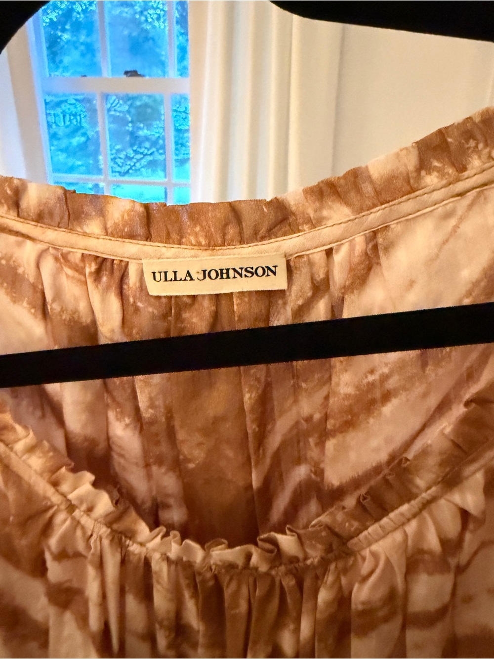 Ulla Johnson Tan Tie-Dye Long Sleeve Tiered Mini Dress - Picture 3 of 3